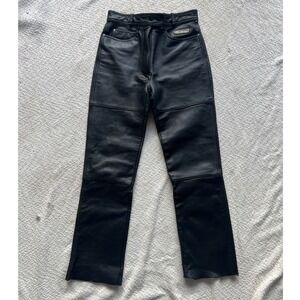 Hein Gericke Vintage Black Genuine Leather Motorcycle Pants Size 14